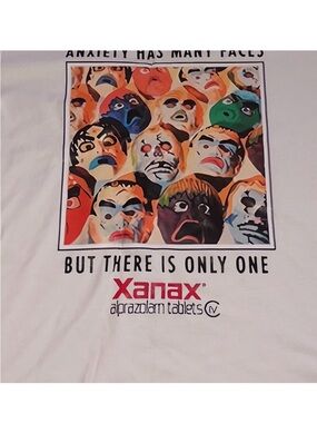 a.n.a White Graphic Tee with Multicolor Mask Print
